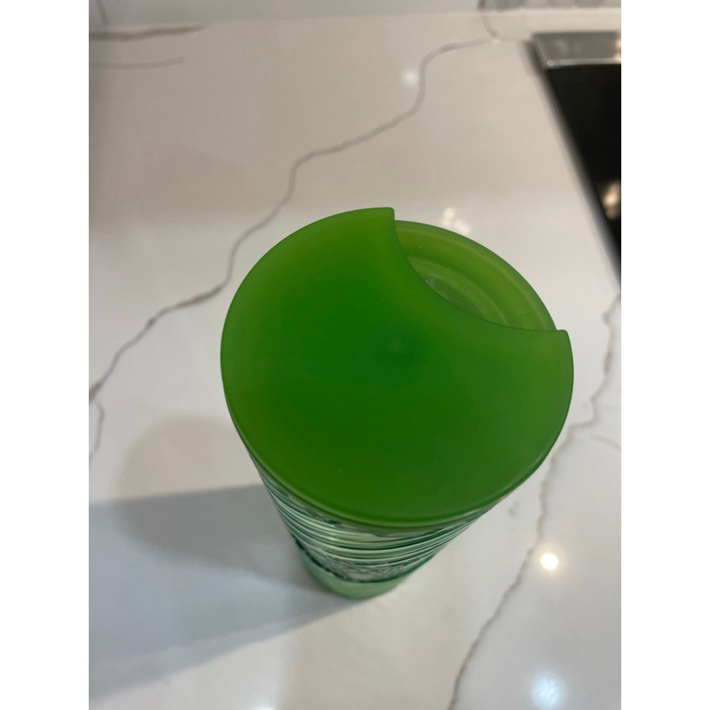 Starbucks Tumbler Cup Metallic Green 16 oz Swirl Top Lid Logo Skinny 2022 Foil - Picture 2 of 6